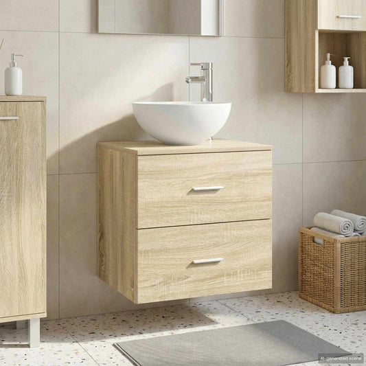 Wall-Mounted Sink Vanity Sonoma Oak 49.5 x 41 x 64.5 cm