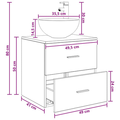 Wall-Mounted Sink Vanity Sonoma Oak 49.5 x 41 x 64.5 cm