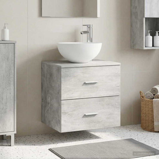 Wall-Mounted Sink Vanity Concrete Grey 49.5 x 41 x 64.5 cm