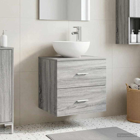 Wall-Mounted Sink Vanity Grey Sonoma 49.5 x 41 x 64.5 cm