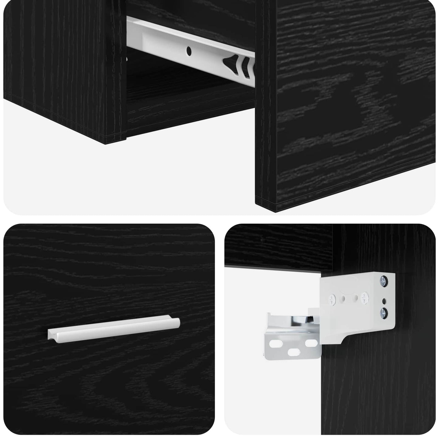 Wall-Mounted Sink Vanity Black Oak 49.5 x 41 x 63 cm