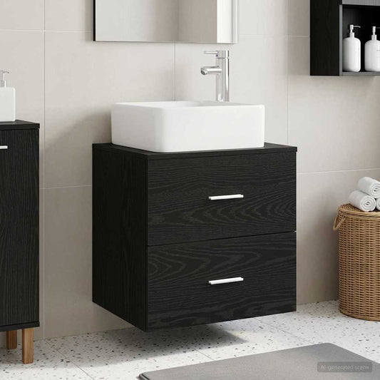 Wall-Mounted Sink Vanity Black Oak 49.5 x 41 x 63 cm