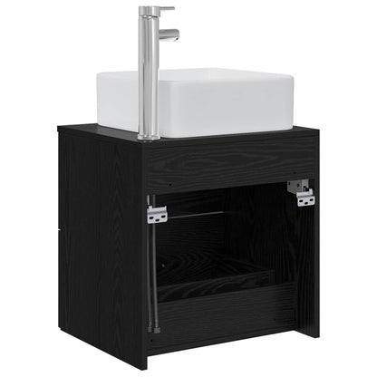 Wall-Mounted Sink Vanity Black Oak 49.5 x 41 x 63 cm