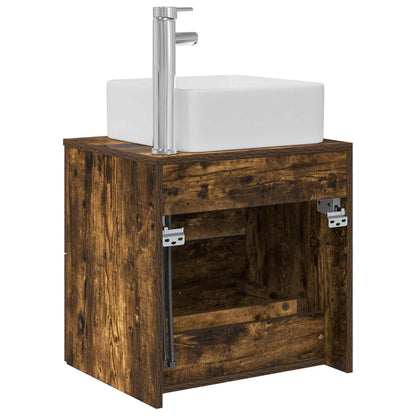 Wall-Mounted Sink Vanity Smoked Oak 49.5 x 41 x 63 cm