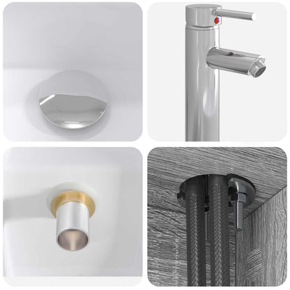 Wall-Mounted Sink Vanity Grey Sonoma 49.5 x 41 x 63 cm