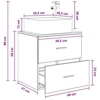 Wall-Mounted Sink Vanity Artisan Oak 49.5 x 41 x 63 cm
