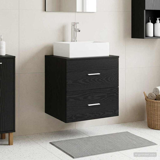 Wall-Mounted Sink Vanity Black Oak 49.5 x 41 x 62.5 cm