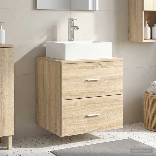 Wall-Mounted Sink Vanity Sonoma Oak 49.5 x 41 x 62.5 cm