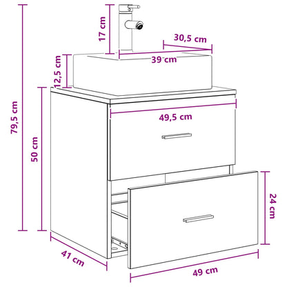 Wall-Mounted Sink Vanity Sonoma Oak 49.5 x 41 x 62.5 cm