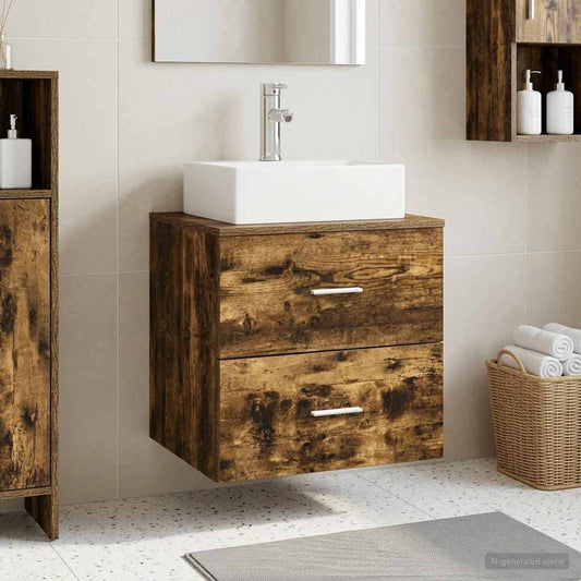 Wall-Mounted Sink Vanity Smoked Oak 49.5 x 41 x 62.5 cm