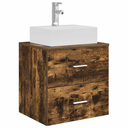 Wall-Mounted Sink Vanity Smoked Oak 49.5 x 41 x 62.5 cm