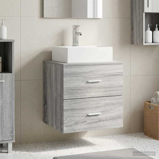Wall-Mounted Sink Vanity Grey Sonoma 49.5 x 41 x 62.5 cm
