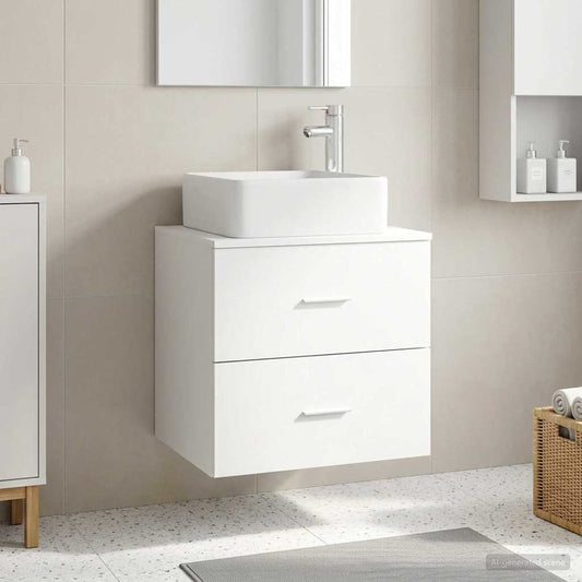 Wall-Mounted Sink Vanity White 53 x 34.5 x 63 cm