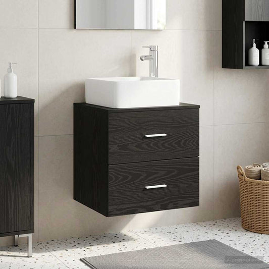 Wall-Mounted Sink Vanity Black Oak 53 x 34.5 x 63 cm