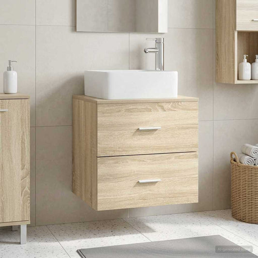 Wall-Mounted Sink Vanity Sonoma Oak 53 x 34.5 x 63 cm