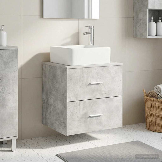 Wall-Mounted Sink Vanity Concrete Grey 53 x 34.5 x 63 cm