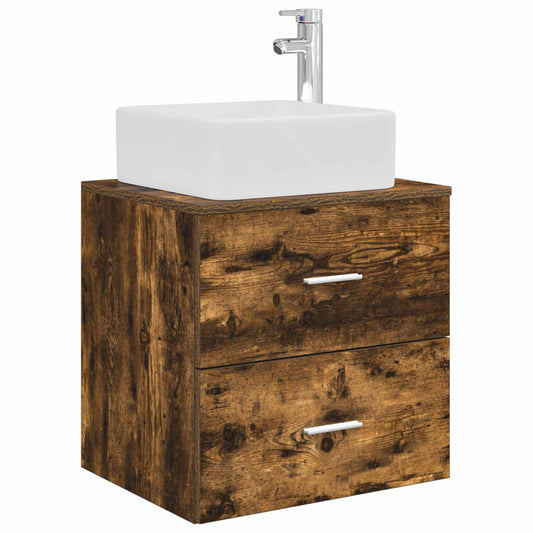 Wall-Mounted Sink Vanity Smoked Oak 53 x 34.5 x 63 cm