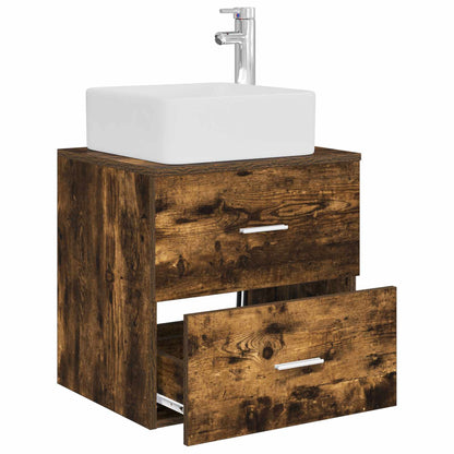 Wall-Mounted Sink Vanity Smoked Oak 53 x 34.5 x 63 cm