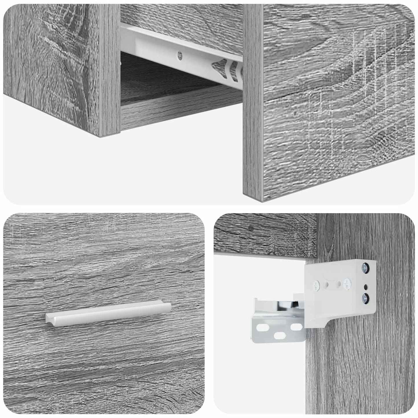 Wall-Mounted Sink Vanity Grey Sonoma 53 x 34.5 x 63 cm