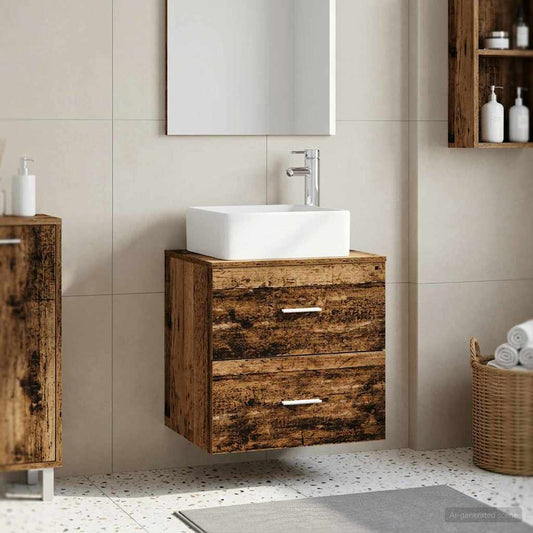 Wall-Mounted Sink Vanity Old Wood 53 x 34.5 x 63 cm