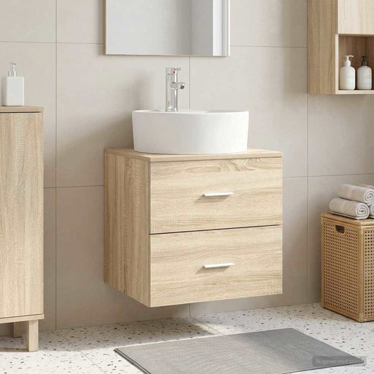 Wall-Mounted Sink Vanity Sonoma Oak 49.5 x 44.5 x 65 cm