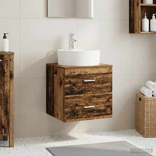Wall-Mounted Sink Vanity Old Wood 49.5 x 44.5 x 65 cm