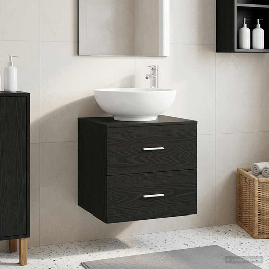 Wall-Mounted Sink Vanity Black Oak 49.5 x 44.5 x 66.5 cm