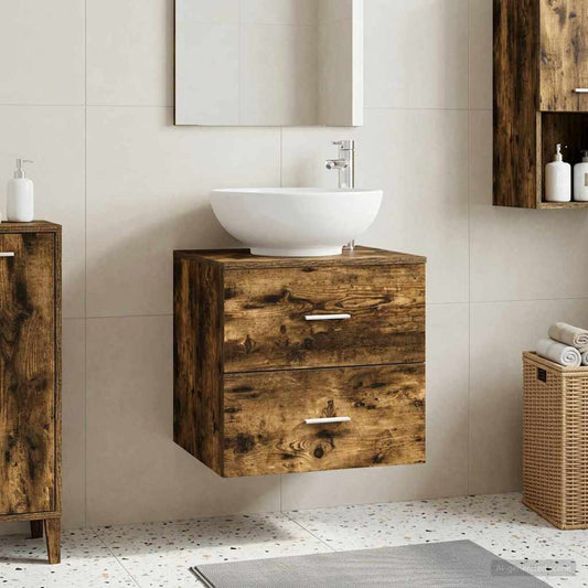 Wall-Mounted Sink Vanity Smoked Oak 49.5 x 44.5 x 66.5 cm