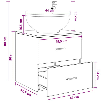 Wall-Mounted Sink Vanity Smoked Oak 49.5 x 44.5 x 66.5 cm