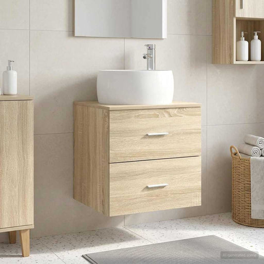 Wall-Mounted Sink Vanity Sonoma Oak 49.5 x 44.5 x 66 cm