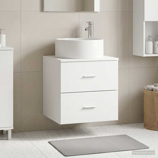 Wall-Mounted Sink Vanity White 49.5 x 44.5 x 65.5 cm