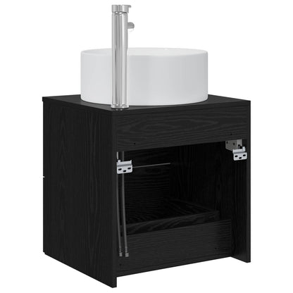 Wall-Mounted Sink Vanity Black Oak 49.5 x 44.5 x 65.5 cm