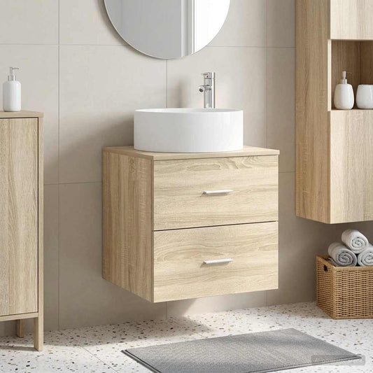 Wall-Mounted Sink Vanity Sonoma Oak 49.5 x 44.5 x 65.5 cm
