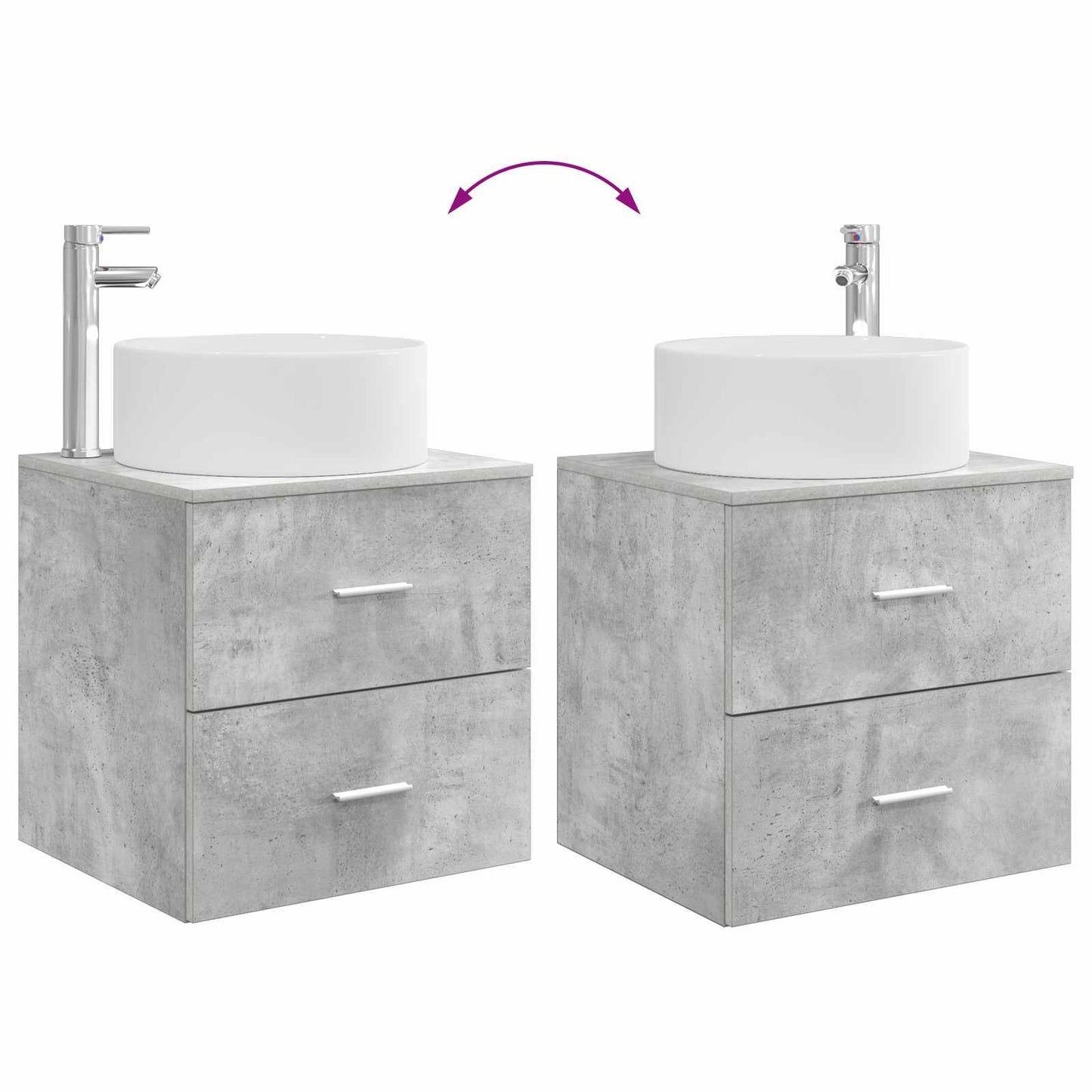 Wall-Mounted Sink Vanity Concrete Grey 49.5 x 44.5 x 65.5 cm