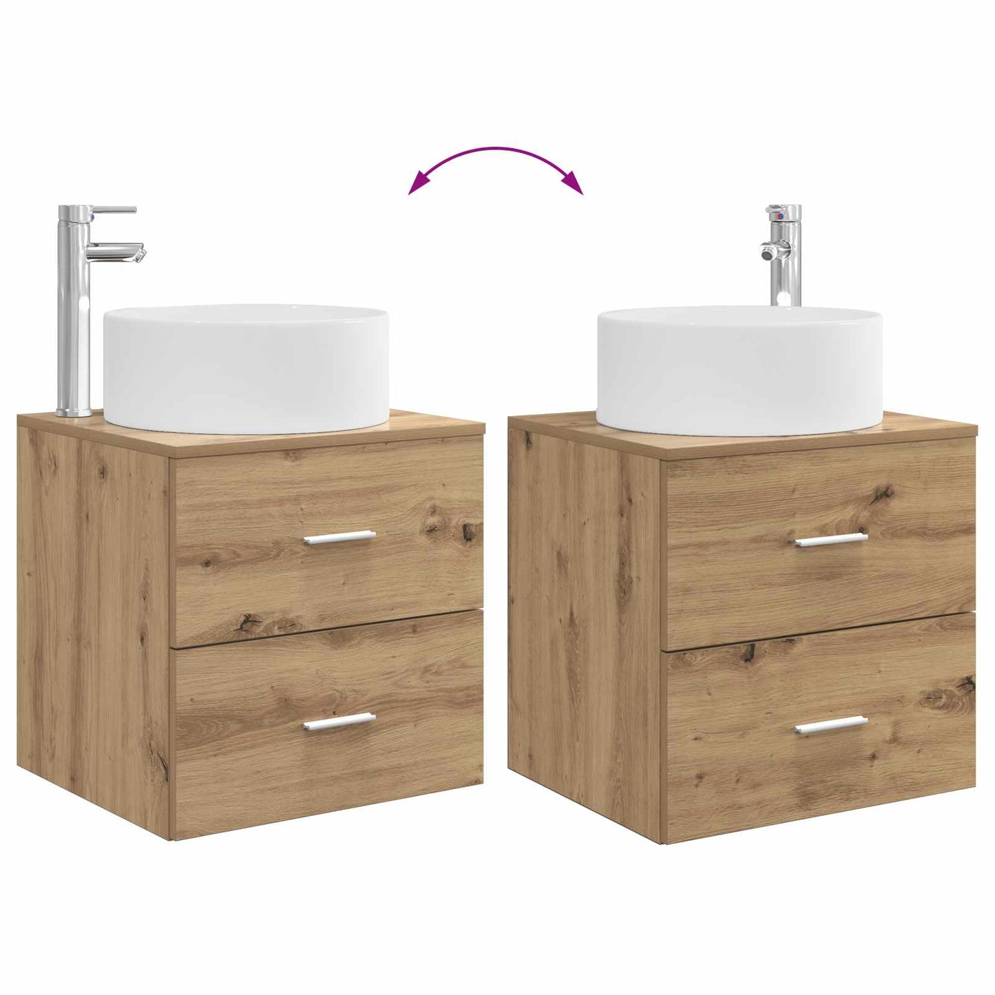 Wall-Mounted Sink Vanity Artisan Oak 49.5 x 44.5 x 65.5 cm