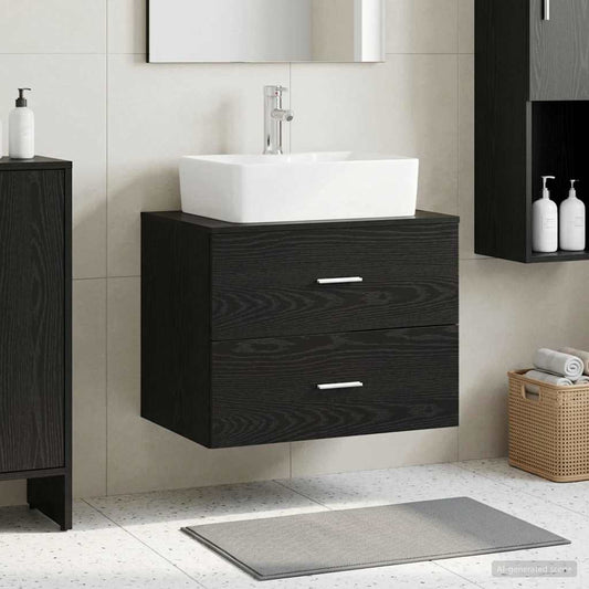Wall-Mounted Bathroom Cabinet Black Oak 62.5 x 44.5 x 50 cm