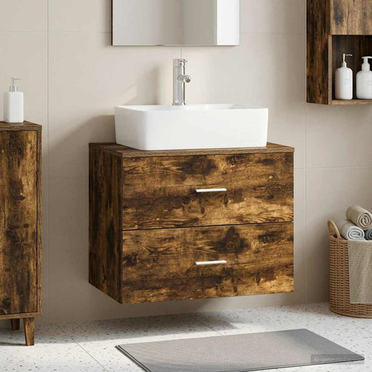 Wall-Mounted Bathroom Cabinet Smoked Oak 62.5 x 44.5 x 50 cm