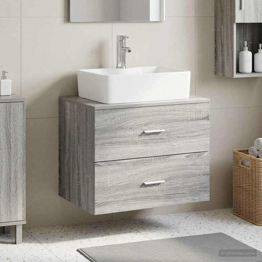 Wall-Mounted Bathroom Cabinet Grey Sonoma 62.5 x 44.5 x 50 cm