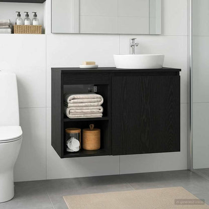 Bathroom Cabinet In-between Black Oak 30 x 35 x 50 cm