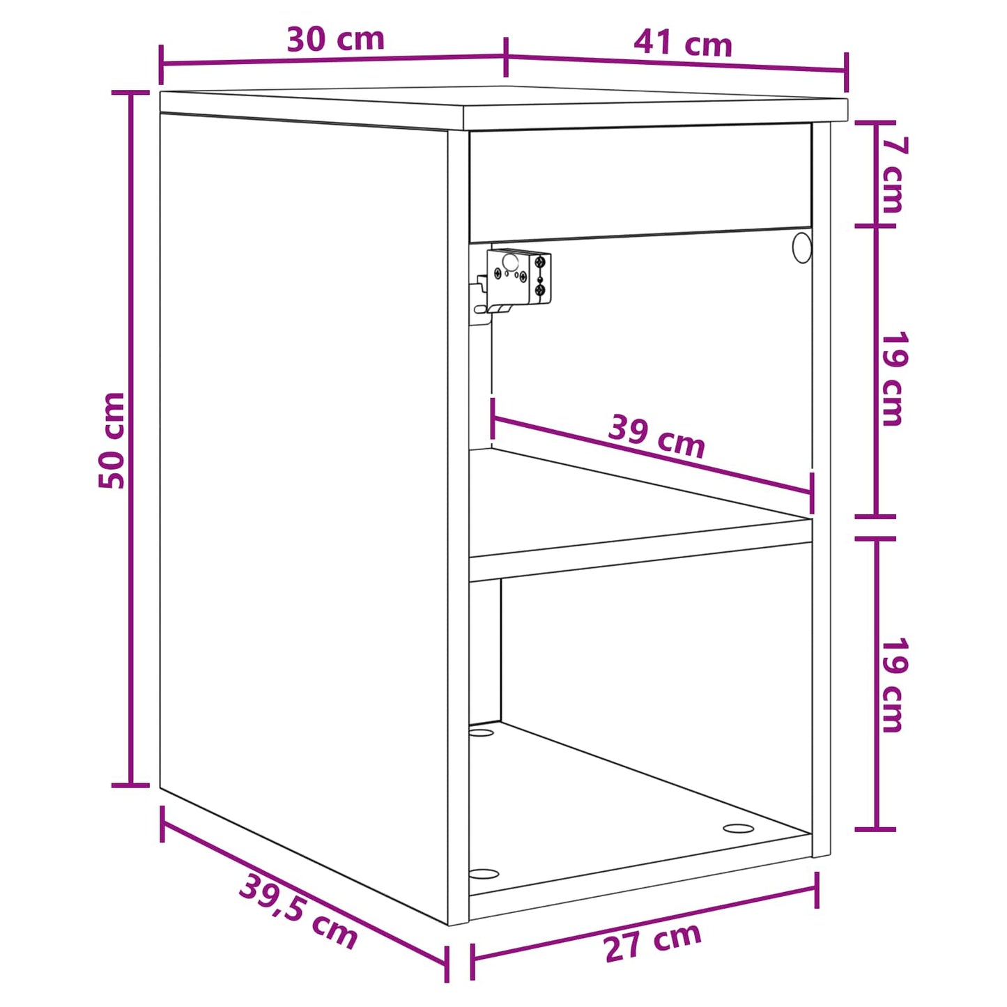 Bathroom Cabinet In-between Black Oak 30 x 41 x 50 cm
