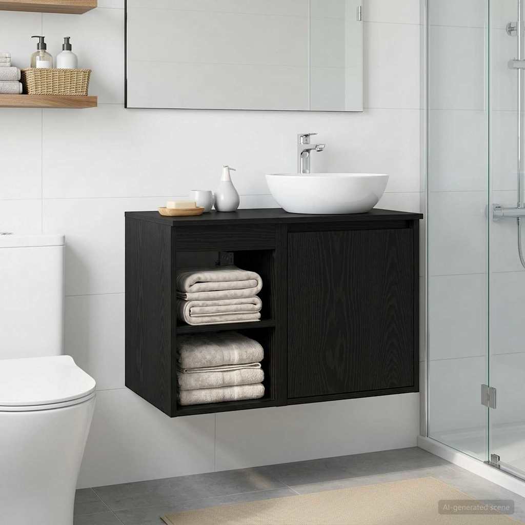 Bathroom Cabinet In-between Black Oak 30 x 44.5 x 50 cm