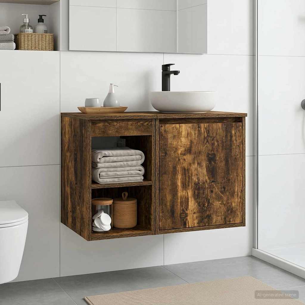 Bathroom Cabinet In-between Smoked Oak 30 x 44.5 x 50 cm