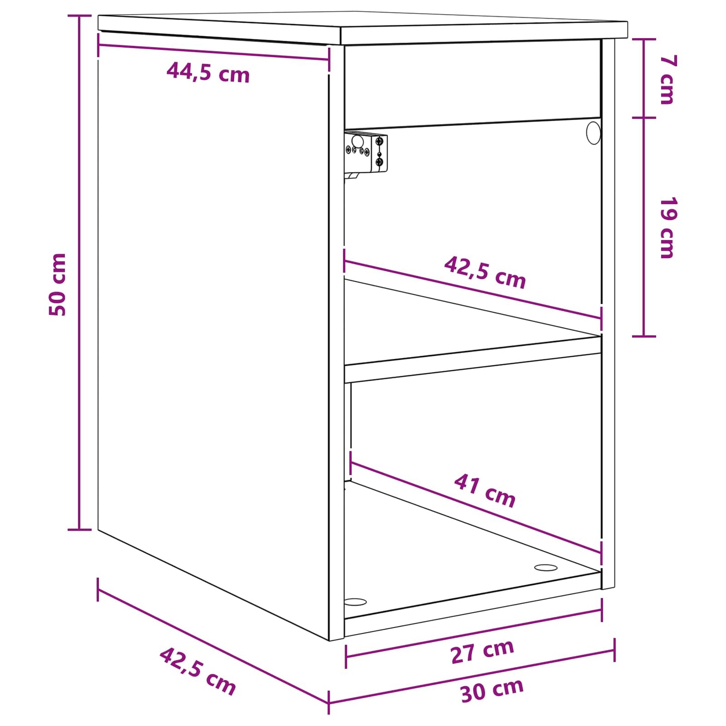 Bathroom Cabinet In-between Grey Sonoma 30 x 44.5 x 50 cm