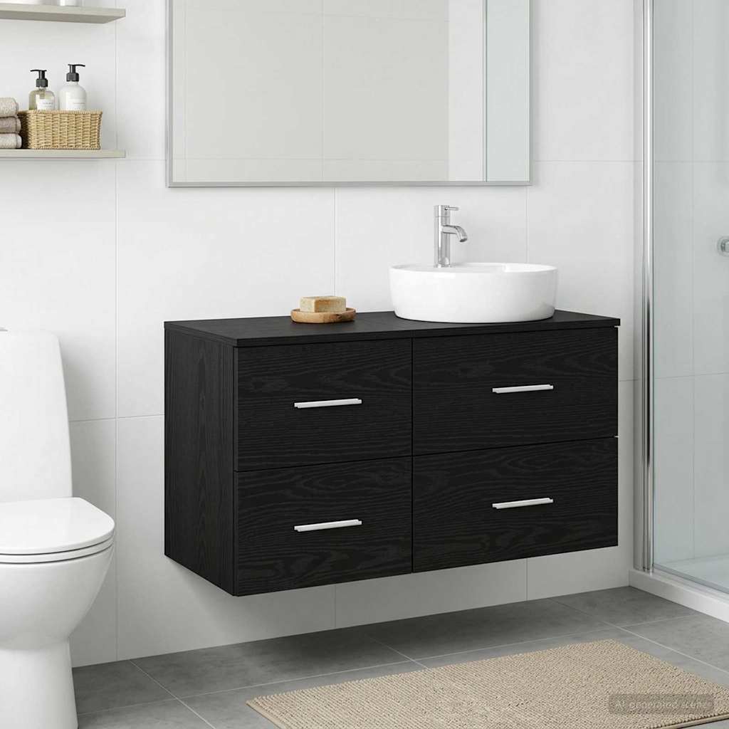 Bathroom Cabinet In-between Black Oak 30 x 35 x 50 cm