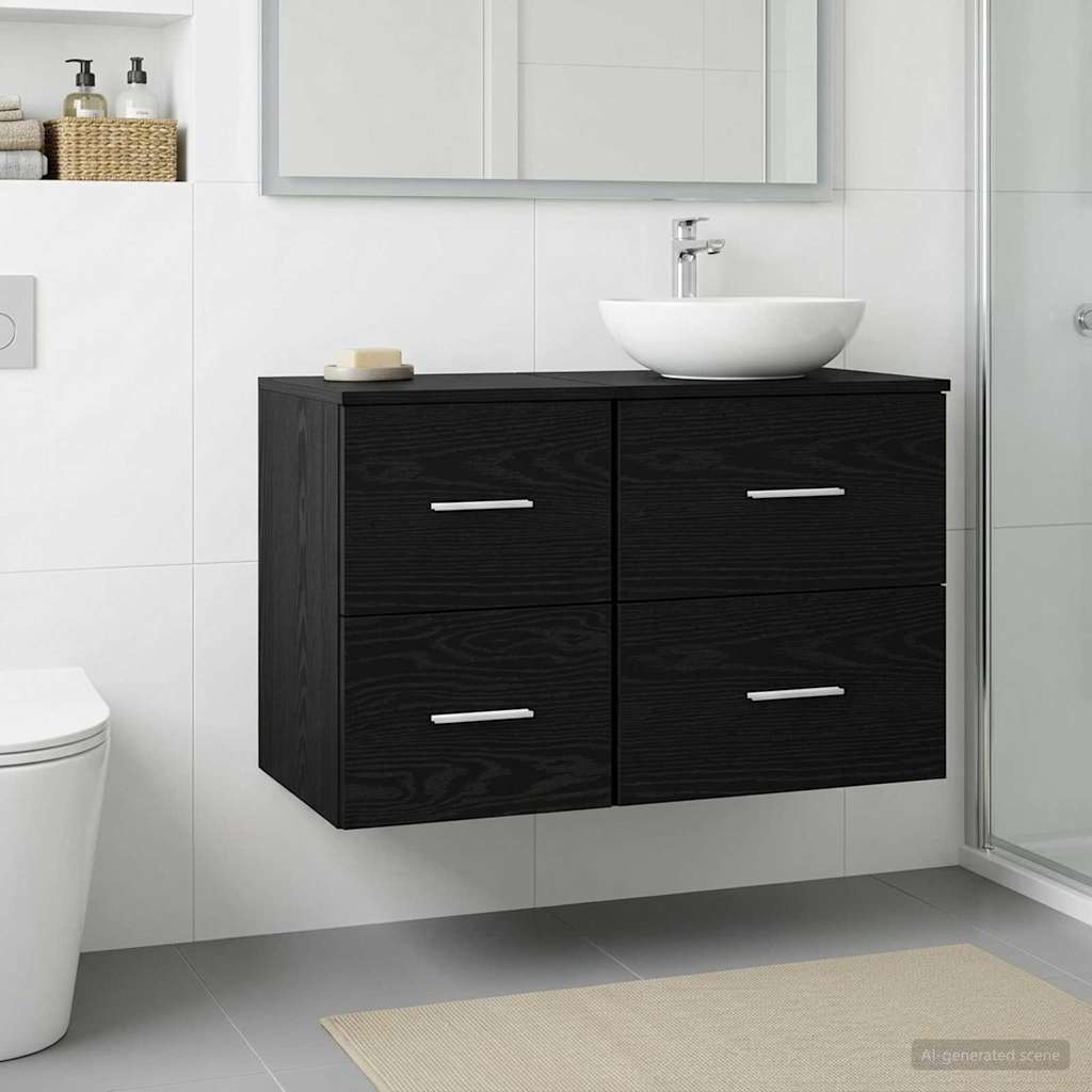 Bathroom Cabinet In-between Black Oak 30 x 41 x 50 cm
