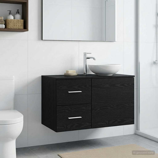 Bathroom Cabinet In-between Black Oak 30 x 44.5 x 50 cm