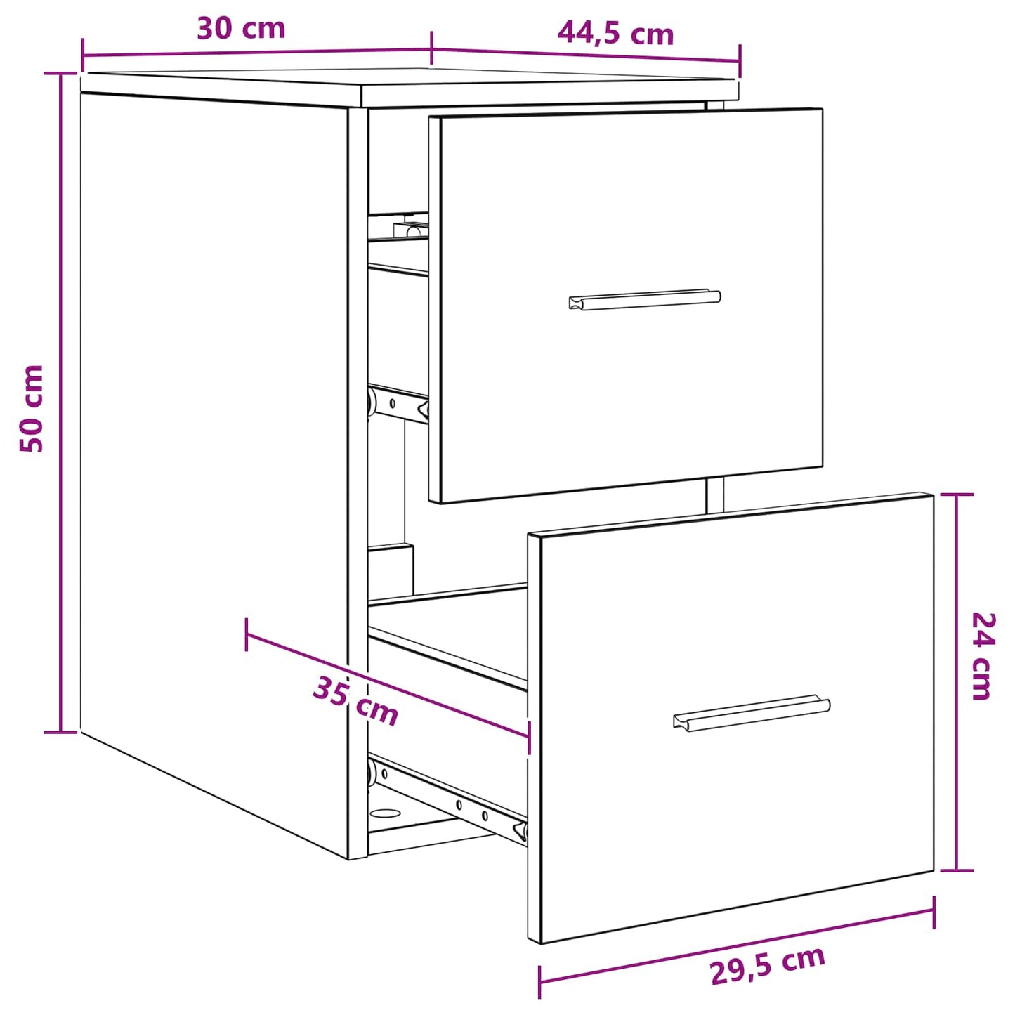 Bathroom Cabinet In-between Smoked Oak 30 x 44.5 x 50 cm