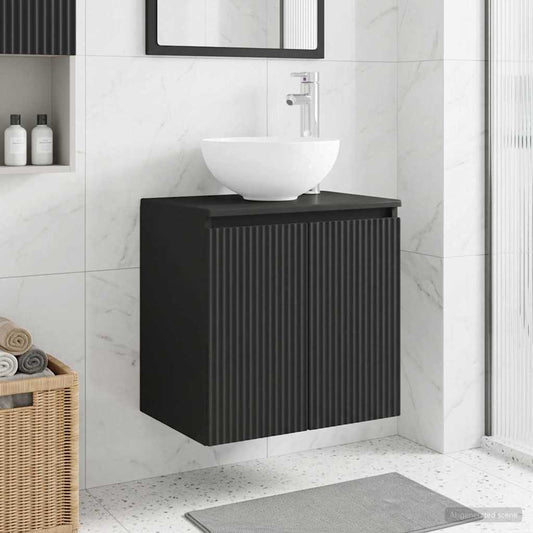Wall-Mounted Sink Vanity Black 49.5 x 35 x 63 cm
