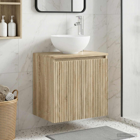 Wall-Mounted Sink Vanity Sonoma Oak 49.5 x 35 x 63 cm