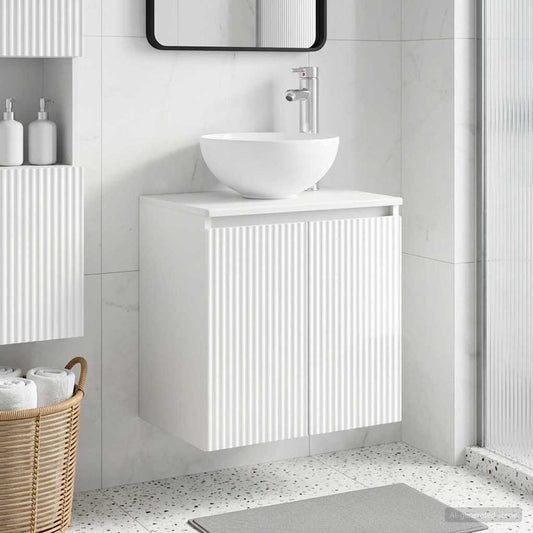 Wall-Mounted Sink Vanity High Gloss White 49.5 x 35 x 63 cm